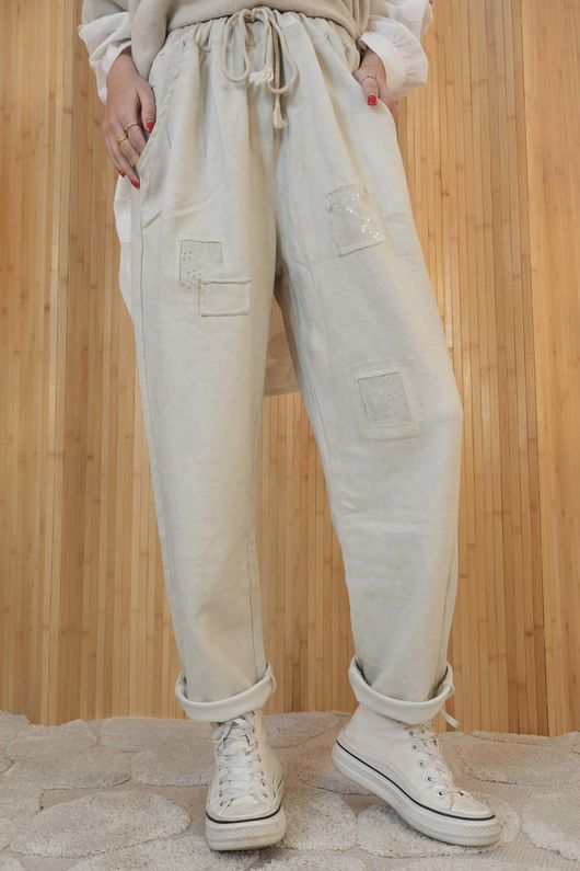 Anine Soft Touch Patch Jogger Washed Stone